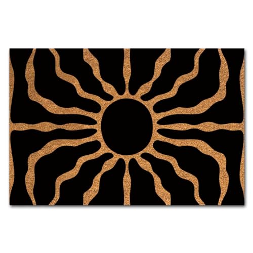 Funny Coir Doormat Sunburst Morden Art Picture Welcome Front Porch Decor Doormat For The Entrance Way Personalized Rug with Heavy-Duty PVC Backing Non Slip Outdoor Coir Doormat 23.6 x 15.7inch - color: Sunburst