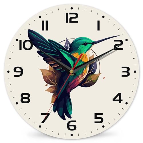 Flaying Hummingbird Bird Wall Clock Silent Non-Ticking Battery Operated Clock 10 Inch, Home Decor for Living Room, Kitchen, Bedroom and Office - color: Flaying Hummingbird Bird