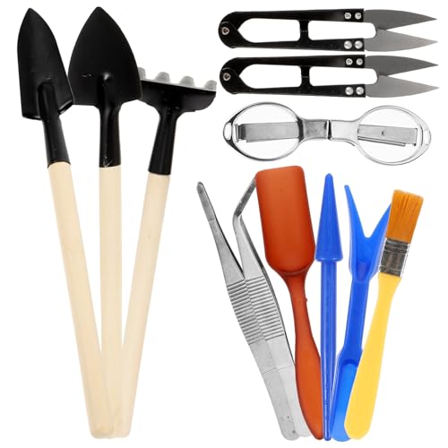Totority 12pcs Garden Tools Set for Succulent Planting with Mini Shovels Transplanting Tools Watering Sprayer and Pruning Accessories Metal Handle for Potted Plants and Indoor Gardening
