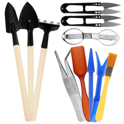 Totority 12pcs Garden Tools Set for Succulent Planting with Mini Shovels Transplanting Tools Watering Sprayer and Pruning Accessories Metal Handle for Potted Plants and Indoor Gardening
