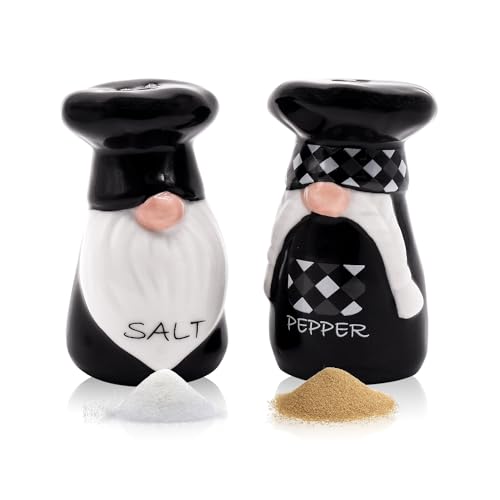 Christmas Salt and Pepper Shakers Set of 2 Ceramic Handmade Novelty Shakers Set for Holiday Winter Indoor Kitchen Table Christmas Decor(black) - color: Black