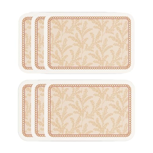 Vinyl Waterproof Placemats Set of 6 Rectangular,12"*17"-Flora C | Wipeable Beautiful Print Place Mats,Stain Resistant,Heat Resistant,Everyday Meals,Kitchen,Dinning,Holiday,Decor - color: Flora C