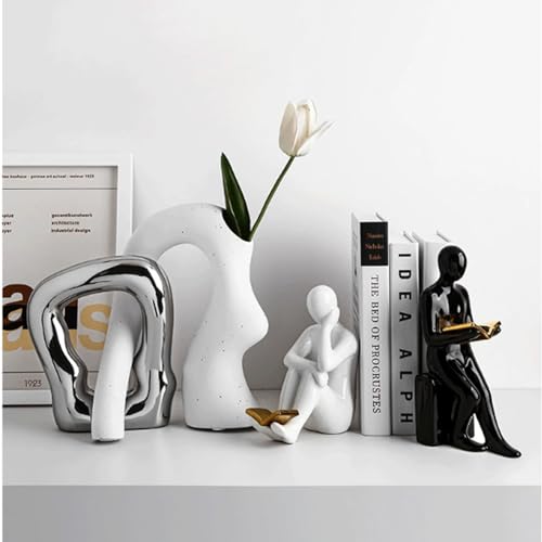 Book Stoppers Unique Decorative Reader Bookends Home Office Books Shelves Stoppers Holder Creative Desktop Ornaments Ceramic 1Pair/2Piece Home Decor