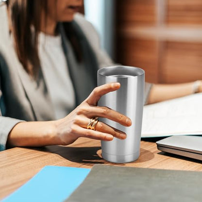 20 oz Tumbler Stainless Steel Tumblers Bulk with Lid Double Wall Insulated Coffee Tumbler Cups for Hot & Cold Drinks Powder Coated Travel Coffee Tumbler Mug Metal (Stainless Steel, 6 pack) - color: Stainless Steel, size: 20 ounces (6 pack)