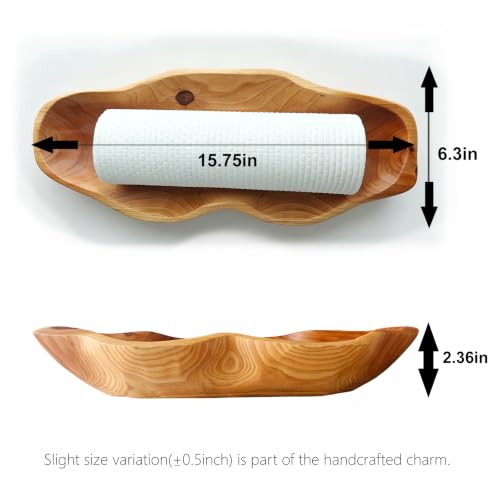 ZOY&TORA Handmade Decorative Wooden Dough Bowl 15.7 Inch | Handmade Wooden Bowls for Decor, Dough Bowls for Decorative Use, Farmhouse Style Natural Wood Finish, 15.7Inch long