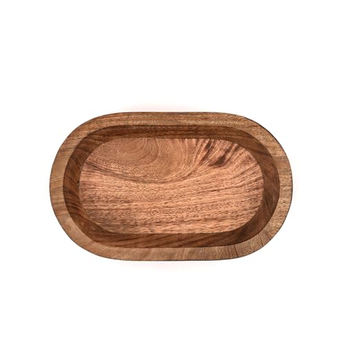 Decorative Bowl Mango Wood Hand Carved Home Decor for Dining Table Centerpiece Bowl for Table (10" x 6" x 2")