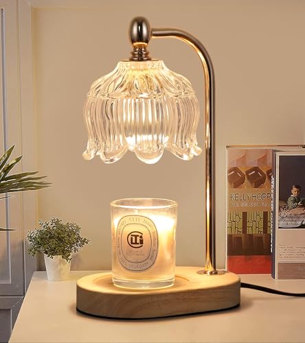 Candle Warmer Lamp with Timer and Dimmer,Electric Gold Light Gifts for Women Melt Wax Warmer Lamp with 2 Bulbs for Candle Jars House Warming New Home Decor Bedroom - color: Gold ‎flower