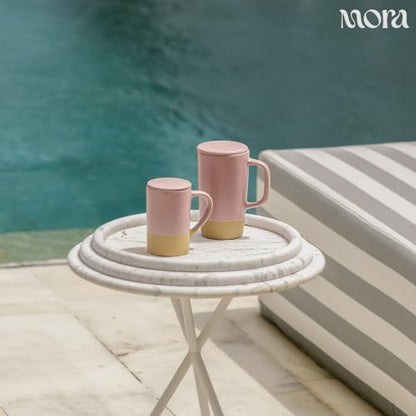 Mora Ceramics Large Tea Mug with Loose Leaf Infuser and Ceramic Lid, 18 oz, Portable, Microwave, Dishwasher Safe, Tall Coffee Cup - Rustic Matte Ceramic Glaze, Modern Herbal Tea Strainer, Dawn - color: Dawn