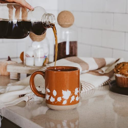 Sweet Water Decor Fall Mug Handcrafted Stoneware Coffee Mug with Autumn Leaves Design, 14 oz - Cozy and Stylish Fall Coffee Mugs - Unique Durable Fall Mugs for Autumn - Perfect Fall Mug for Gifting - style: Fall Leaves