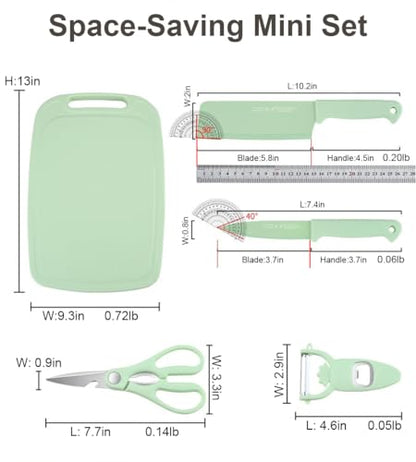 5 in 1 Mini Knife and Cutting Board Set, Small Cutting Board Camping Cutting Board Cutting Board Scissors, Smart Cutting Board and Knife Set, Dorm Kitchen Essentials Travel Knife Set (Wheaten) - color: Wheaten