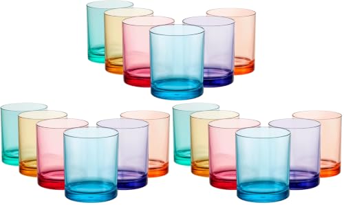 US Acrylic Classic Plastic Reusable Drinking Glasses (Set of 6) 12oz Rocks Cups Assorted Colors | BPA-Free Tumblers, Made in USA | Top-Rack Dishwasher Safe (Pack of 3) - color: Assorted, size: Rocks Tumblers (Pack of 3)