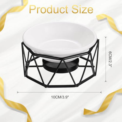 uxcell Metal Tealight Candle Holder, Triangle Shape Ceramic Tealight Wax Warmer Aroma Diffuser Furnace Home Decoration, Black - color: Black