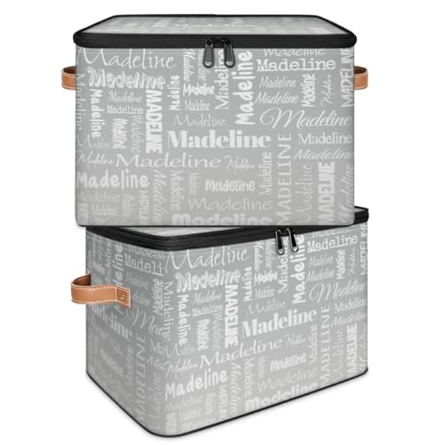 Custom Storage Basket with Name, Personalized Keepsake Box, Grey | Foldable Fabric Gradient Large Memory Bin with Handle Lid Lightweight Waterproof Dustproof, 14"L x 10.2"W x 10.4"H - color: Option 11