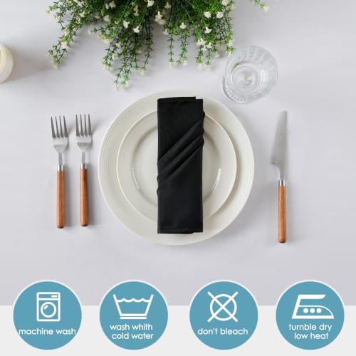 VidaFete Black Cloth Napkin, 17 x 17 Inch Polyester Napkins Set of 12 | Polyester Napkins Cloth Reusable & Wrinkle-Resistant Dinner Napkins for Weddings, Banquets, Parties, Hotels and Restaurants - color: Black, size: 17" x 17" (Set of 12)