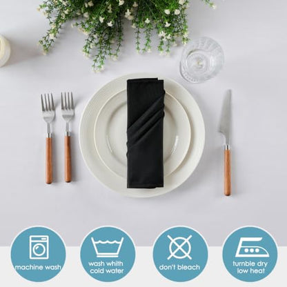 VidaFete Black Cloth Napkin, 17 x 17 Inch Polyester Napkins Set of 12 | Polyester Napkins Cloth Reusable & Wrinkle-Resistant Dinner Napkins for Weddings, Banquets, Parties, Hotels and Restaurants - color: Black, size: 17" x 17" (Set of 12)