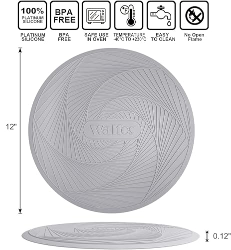 Silicone Microwave Mats, Walfos Heat Resistant Multi-Purpose Microwave Trivet Mat, Non-Slip, BPA Free and Dishwasher Safe, Perfect for Microwave, Oven and Hot Pan, 2 Pieces - style: 12in, 2 Grey Microwave Mat