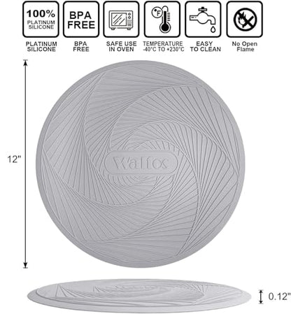 Silicone Microwave Mats, Walfos Heat Resistant Multi-Purpose Microwave Trivet Mat, Non-Slip, BPA Free and Dishwasher Safe, Perfect for Microwave, Oven and Hot Pan, 2 Pieces - style: 12in, 2 Grey Microwave Mat