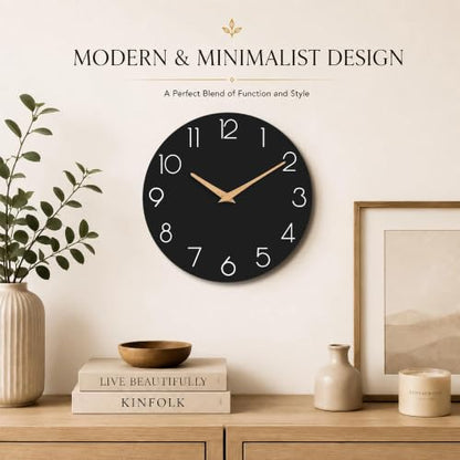 cicininc 8 Inch Battery Operated Wall Clock, Silent Analog, Black | Kitchen | Office | Bedroom | Bathroom | Small Size | Easy-to-read Numbers - color: C_black, size: 8"