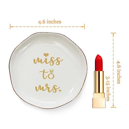 Miss to Mrs Ring Dish - Bride Gifts, Bridal Shower Gifts - Ceramic White - style: Miss to Mrs