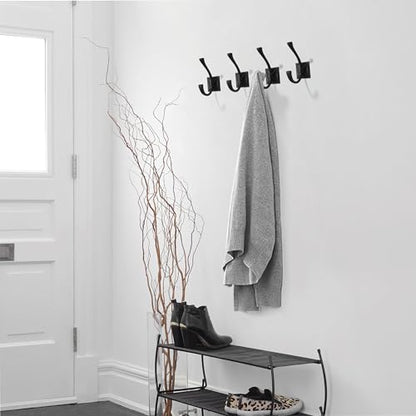 Wall Hooks,5 Pack Coat Hooks Hardware Towel Hooks for Hanging Coats Black Robe Hooks Wall Mounted with Screws for Key, Towel, Bags, Cup. - color: Black