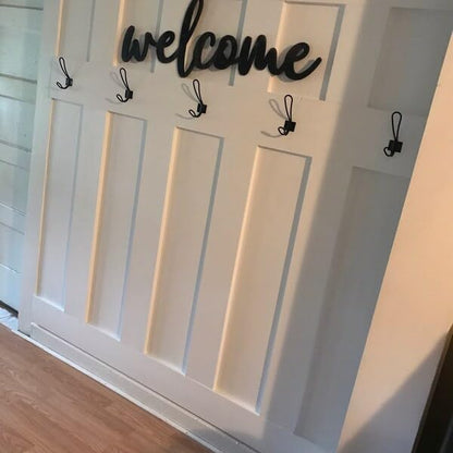 Wooden Black Welcome Sign for Backdrop, Word Art Welcome Wall Decor for Front Door Living Room Entryway Gallery and Outdoor