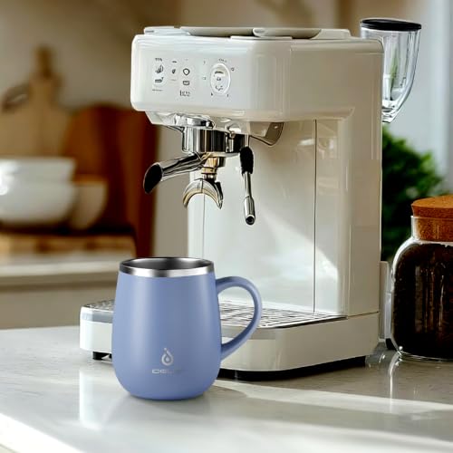 Ideus 16 oz Insulated Coffee Mug with Handle and Lid, Double Wall Stainless Steel Vacuum Thermal Coffee Mug, Travel Coffee Cup Thermal Cup for Home and Office (Ocean Blue 2.0, FUJI DAWN) - color: Ocean Blue 2.0
