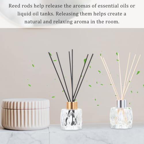Cabilock 4Pcs Glass Aroma Bottles with Rattan Sticks 2.95 X 2.36 X 1.77 in Decorative Essential Oil Diffuser Set for Home Decor Living Room Spa Meditation Bathroom