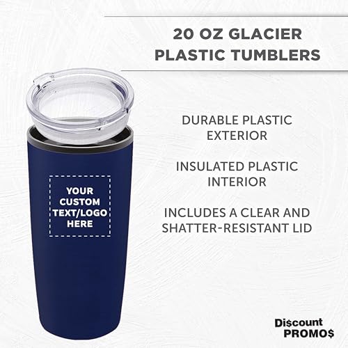 Father’s Day Custom Plastic Tumblers 20 oz Set of 6/12/24, Personalized Bulk Pack with Lids - Iced Coffee Tumbler, To Go Cup, Insulated Gift for Dad - Blue - color: - Custom – Blue
