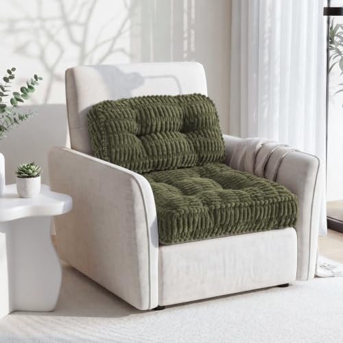 idee-home Recliner Cushions with Lumbar Support Pillow Set for Elderly | 20x20x5 Inch Recliner Seat Cushion Tufted, Large Square Seat Cushion Non-Slip Reduce Hip & Lumbar Pain - color: Green Seat&lumbar