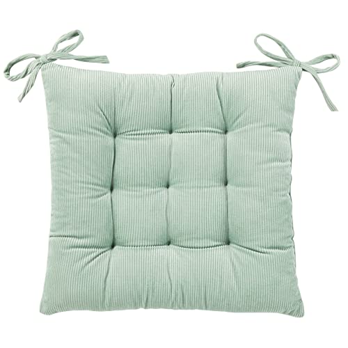HLOVME Corduroy Chair Cushion with Ties Ultra Soft Warm Floor Cushion for Kids Reading Nook Comfortable Square Seat Cushion for Adult 15.7”x15.7”, Green - color: Green, size: 1 Count (Pack of 1)