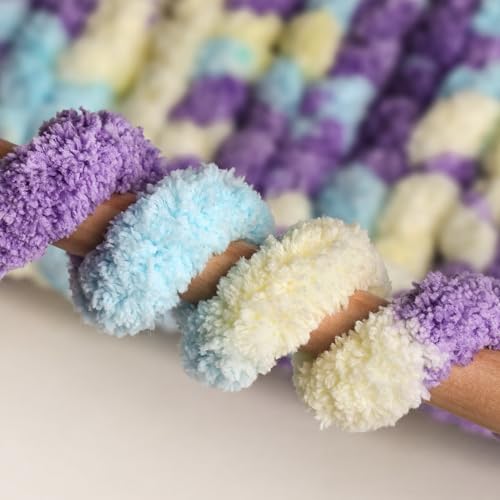 Jumbo Chunky Yarn for Hand Knitting - Super Thick Chenille Chunky Yarn for Crocheting - Extra Soft Bulky Fluffy Blanket Big Yarns 8 Jumbo Pack (27yds,8 oz Each Skein) - color: Soft Aurora