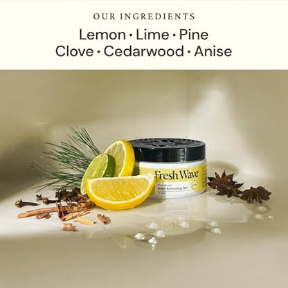 Fresh Wave Lemon Odor Eliminator Gel 3-Pk 7 oz - Air Freshener for Home | Plant-based essential oils. Lasts 15-30 days per jar. No plug-in needed. Pet-safe, closet and bathroom deoderizer. - size: 7 Fl Oz (Pack of 3)