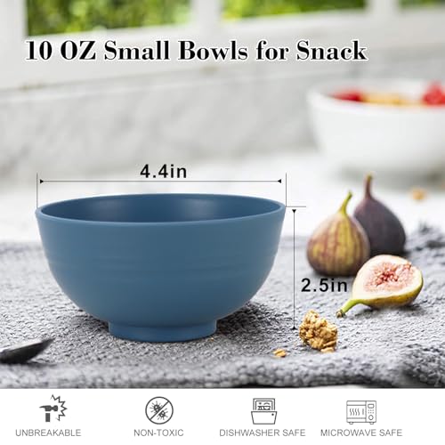 wheat straw dessert bowls 10oz set of 8 - Unbreakable snack Bowls Dishwasher Safe - Handy Bowls for Ice Cream,Yogurt and Fruits. Blue - color: Navy Blue, size: 10 oz