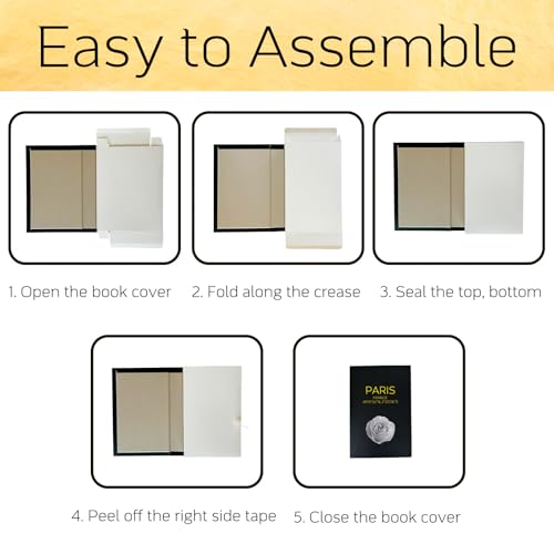 AZEZO Set of 3 Decorative Books for Home Decor – Decorative Hardcover Display Faux Books for Bookshelf and Coffee Table – Black and Gold Foiled – Paris London New York Themed