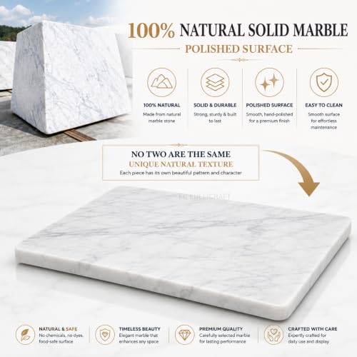 Marble Cheese & Pastry Cutting Board, 16 x 12 Inch, White | Natural Carrara Marble, Serving Tray, For Dough, Bread, Pizza, Charcuterie, Heavy, Non-Slip - color: White, size: 16"L x 12"W