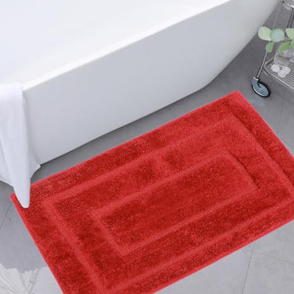 Red Bath Rug Non Slip,Indoor Floor Doormat,20"x32" | Small Area Rug,Bath Mat,Rubber Backed,Soft microfiber,Machine Washable,Bathroom,Entryway,Kitchen,Bedroom - color: Red1