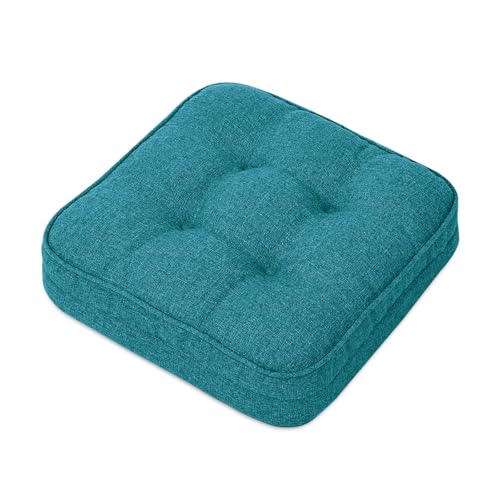 GOFORIT Memory Foam Cushion，Square Seat Cushions for Dining Chairs,Non-Slip Chair Pads with Removable Cover, 16'' x 16'', Blue - color: Blue