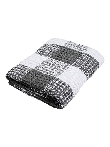 Baffalo Check Cotton Throw 50X60- Charcoal/Wht - color: Charcoal White Buffalo Check