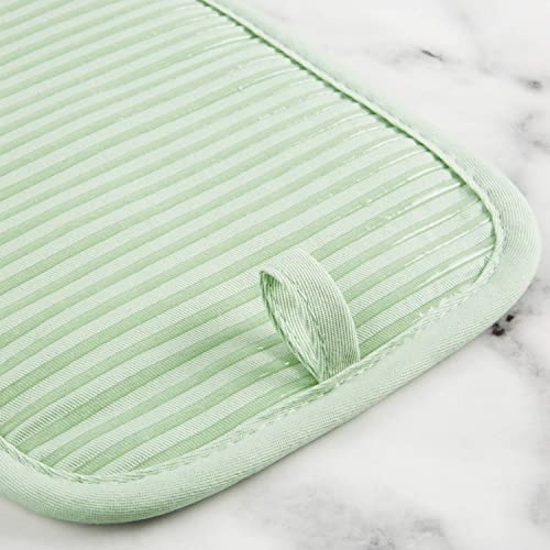 KITCHENAID Quilted Cotton Terry Cloth Oven Mitt, Pot Holder, Kitchen Towel 4-Pack Set, Heat Resistant, Silicone Grip, 16"x26", 7"x13" & 7"x10", Pistachio - color: Pistachio