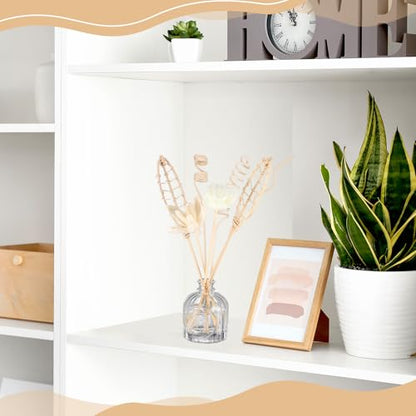 Queekay 32 Pcs Reed Diffuser Sticks Set Include 21pcs Natural Rattan Wood Beads, 11 Style Fragrance Diffuser, Rattan Reed Fragrance Replacement for Home(Wooden Color) - color: Wooden Color