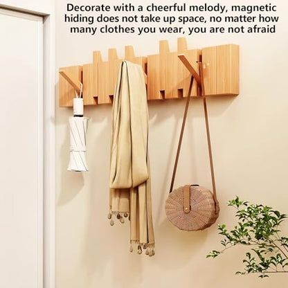 Wall Mounted Coat RackHooks Piano Key Hangers Natural Solid Wood Hanger Non-Woven Fabric Clothes Hangers for Closet, Kitchen, Bedroom, Bathroom, Entryway (Beech, 6 Hooks) - color: beech, size: 6 Hooks