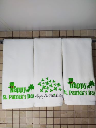 Happy St. Patrick's Day Terry Velour Fingertip Towel Set - Quick-Drying, Highly Absorbent, Ultra-Soft, 11 x 18 inches, 3-Pack for Kitchen and Bathroom, Ideal for Gifts and Travel (3, St. Patrick 3) - color: St. Patrick 3