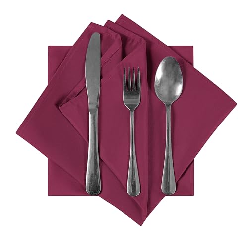 Bailarina Cloth Napkins Set of 80,17x17 inches Dinner Napkins Cloth Washable,Polyester Square Table Cloth Napkin Bulk with Hemmed Edges Ideal for Banquets, Parties and Weddings-Burgundy - color: Burgundy