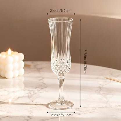 Set of 6 Champagne Flutes, 5.47oz Prosecco Glasses, Transparent, Reusable, Elegant Design, Dishwasher Safe, Durable Glass Perfect for Celebrations Modern Minimalist Style