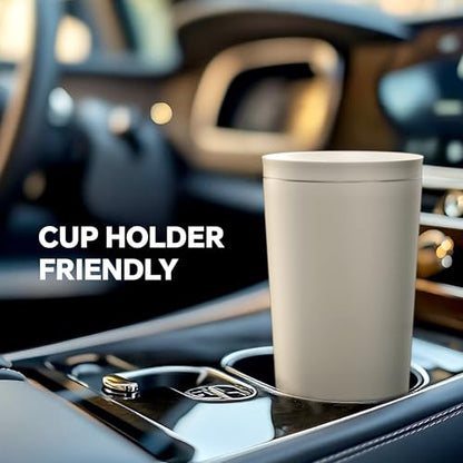 Ideus 17 oz Travel Coffee Mug, Double Wall Vacuum Stainless Steel Insulated Coffee Tumbler With Lid, Splash-Proof & Cup Holder Friendly, Keeps Drinks Hot/Cold, Dishwasher Safe, White - color: White