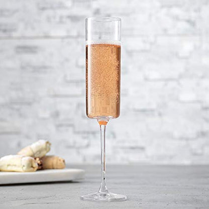 JoyJolt Champagne Flutes, Claire Collection Crystal Champagne Glasses Set of 2, 5.7 Ounce Capacity, Exquisite Craftsmanship, Ideal for Home Bar, Special Occasions – Made in Europe - style: Champagne Flutes