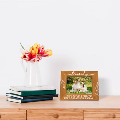 Family Gifts, Wooden Picture Frame - The Love of a Family is Life's Greatest Blessing, Gift for Dad, Mom, Grandparents, Father, From Son, Daughter, Rustic Photo Frames 4 x 6-Nature Wood Texture A2 - color: Color 03