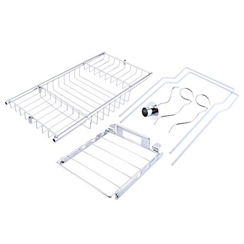 GOTOTOP Stainless Steel Bathtub Caddy Tray with Wine Glass Holder, Adjustable Over Bath Tub Rack, Removable Book Holder