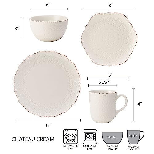 Pfaltzgraff Chateau Cream 16-Piece Stoneware Dinnerware Set, Service for 4, Off White - style: 16-Piece Stoneware Dinnerware Set