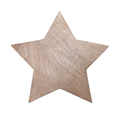 Mary Square Natural Brown Star 13.25 x 13 Mango Wood Christmas Cheese Cutting Board - style: Star